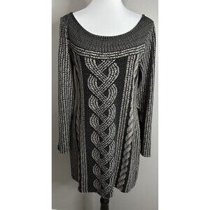 ANTHROPOLOGIE ARYEH Sz Medium Knit Sweater Dress Long Zip sleeve Sheath A-line